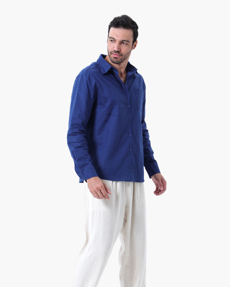 Linen Shirt and Trouser Set for Men, Monochrome Co-Ord