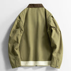 Men's Barn Jacket with Contrast Collar and Zip Front