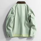 Men's Barn Jacket with Contrast Collar and Zip Front