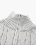 Men's Cable Knit Half-Zip Sweater with Ribbed Collar
