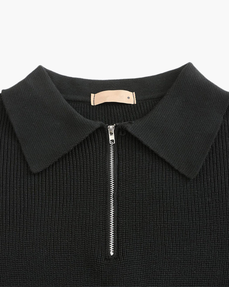 Men's Chunky Rib Knit Half-Zip Sweater with Collar