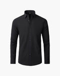 Men's Classic Long Sleeve Dress Shirt with Spread Collar - Black