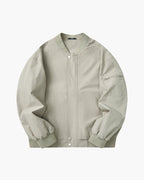 Men's Collarless Bomber Jacket with Sleeve Pocket