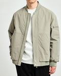 Men's Collarless Bomber Jacket with Sleeve Pocket - Gray