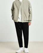 Men's Collarless Bomber Jacket with Sleeve Pocket