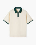 Men's Contrast Collar Short Sleeve Polo Shirt - Green