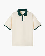 Men's Contrast Collar Short Sleeve Polo Shirt - Green