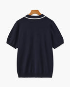Men's Contrast Tipped Knit Polo Shirt with Short Sleeves