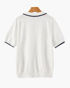 Men's Contrast Tipped Knit Polo Shirt with Short Sleeves