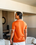Men's Contrast Tipped Knit Polo Shirt with Short Sleeves