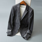 Men's Corduroy Blazer with Two-Button Front and Flap Pockets