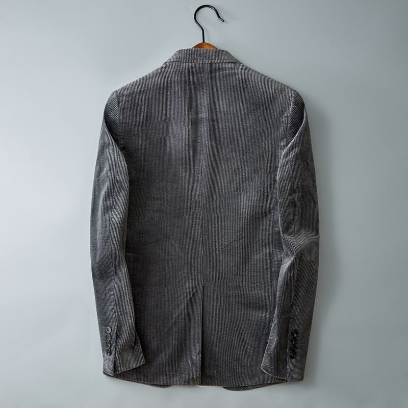 Men's Corduroy Blazer with Two-Button Front and Flap Pockets