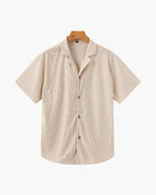 Men's Corduroy Camp Collar Shirt and Drawstring Shorts Set