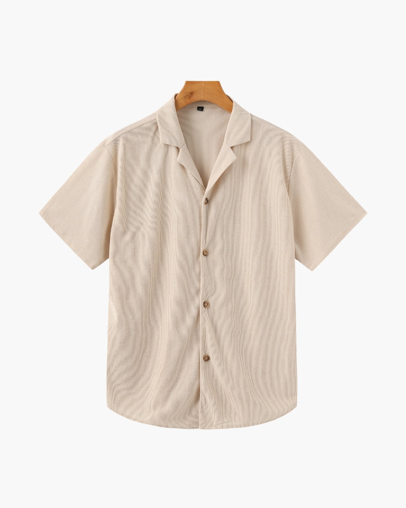 Men's Corduroy Camp Collar Shirt and Drawstring Shorts Set