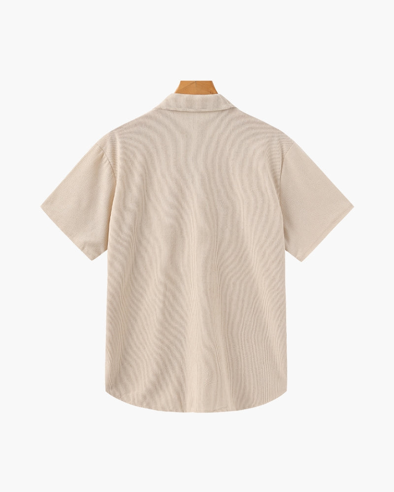 Men's Corduroy Camp Collar Shirt and Drawstring Shorts Set