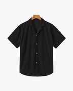 Men's Corduroy Camp Collar Shirt and Drawstring Shorts Set