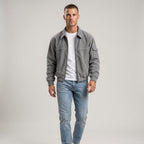 Men's Corduroy Jacket with Zip Front and Spread Collar