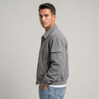 Men's Corduroy Jacket with Zip Front and Spread Collar