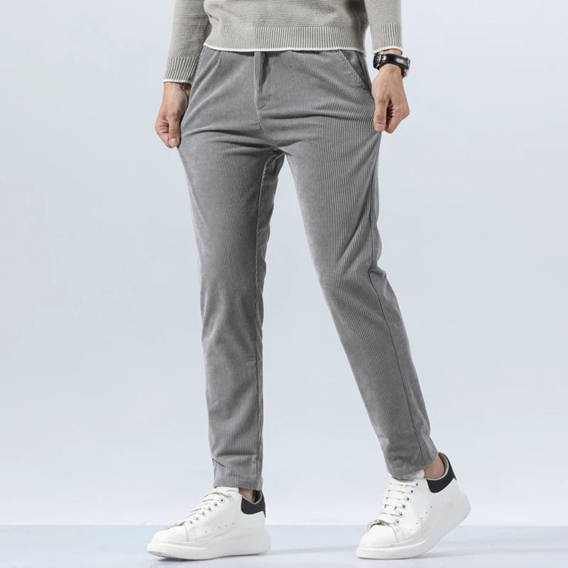 Men's Corduroy Trousers with Slim Straight Leg
