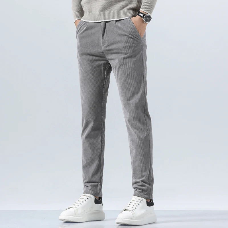 Men's Corduroy Trousers with Slim Straight Leg