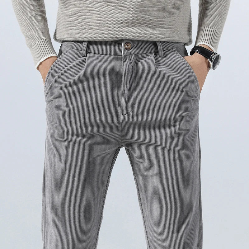 Men's Corduroy Trousers with Slim Straight Leg