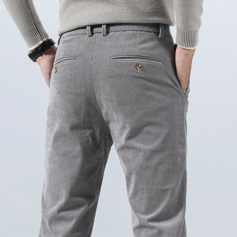 Men's Corduroy Trousers with Slim Straight Leg