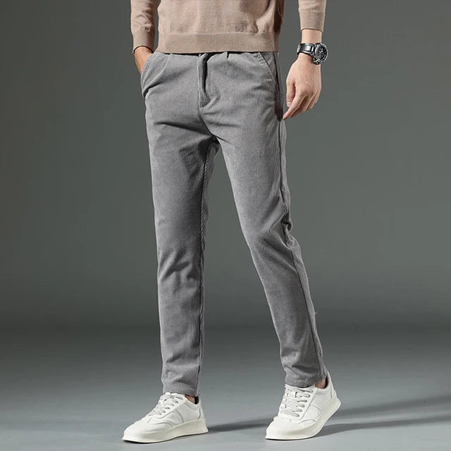 Men's Corduroy Trousers with Slim Straight Leg