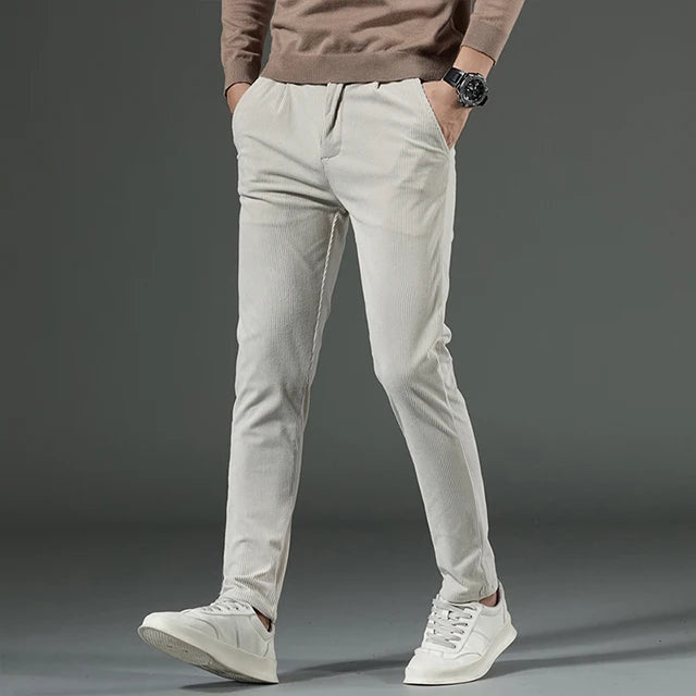 Men's Corduroy Trousers with Slim Straight Leg
