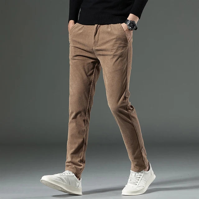 Men's Corduroy Trousers with Slim Straight Leg