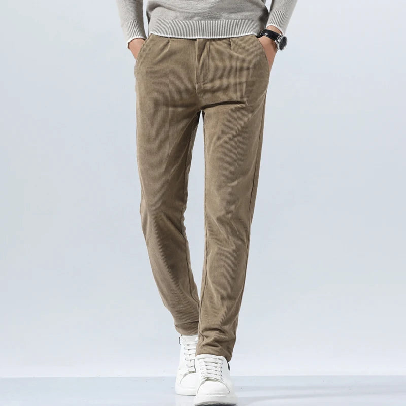 Men's Corduroy Trousers with Slim Straight Leg