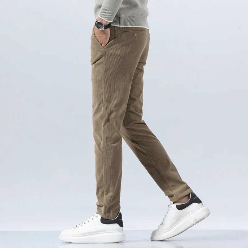 Men's Corduroy Trousers with Slim Straight Leg