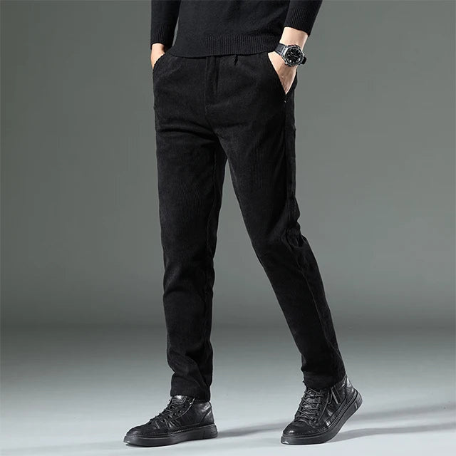 Men's Corduroy Trousers with Slim Straight Leg