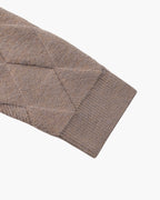 Men's Diamond Knit Zip Cardigan with Spread Collar