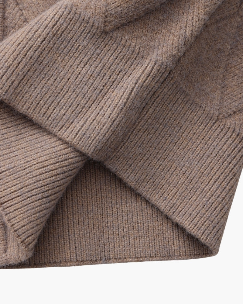 Men's Diamond Knit Zip Cardigan with Spread Collar