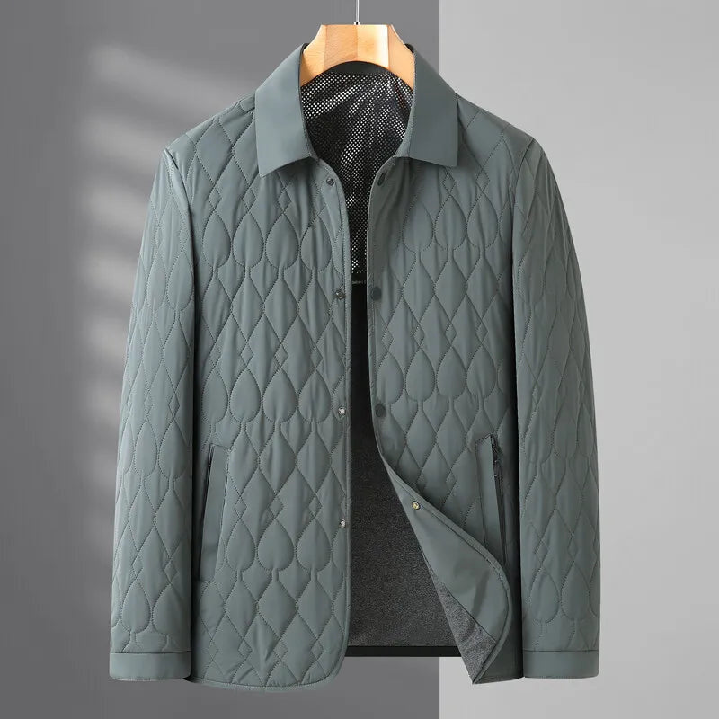 Men's Diamond Quilted Jacket with Point Collar