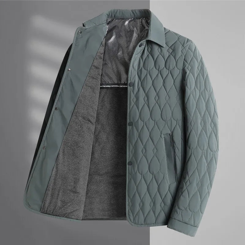 Men's Diamond Quilted Jacket with Point Collar