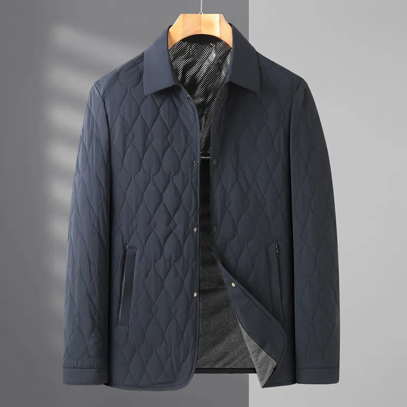 Men's Diamond Quilted Jacket with Point Collar