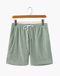 Men's Fine Corduroy Drawstring Shorts with Relaxed Fit - Green