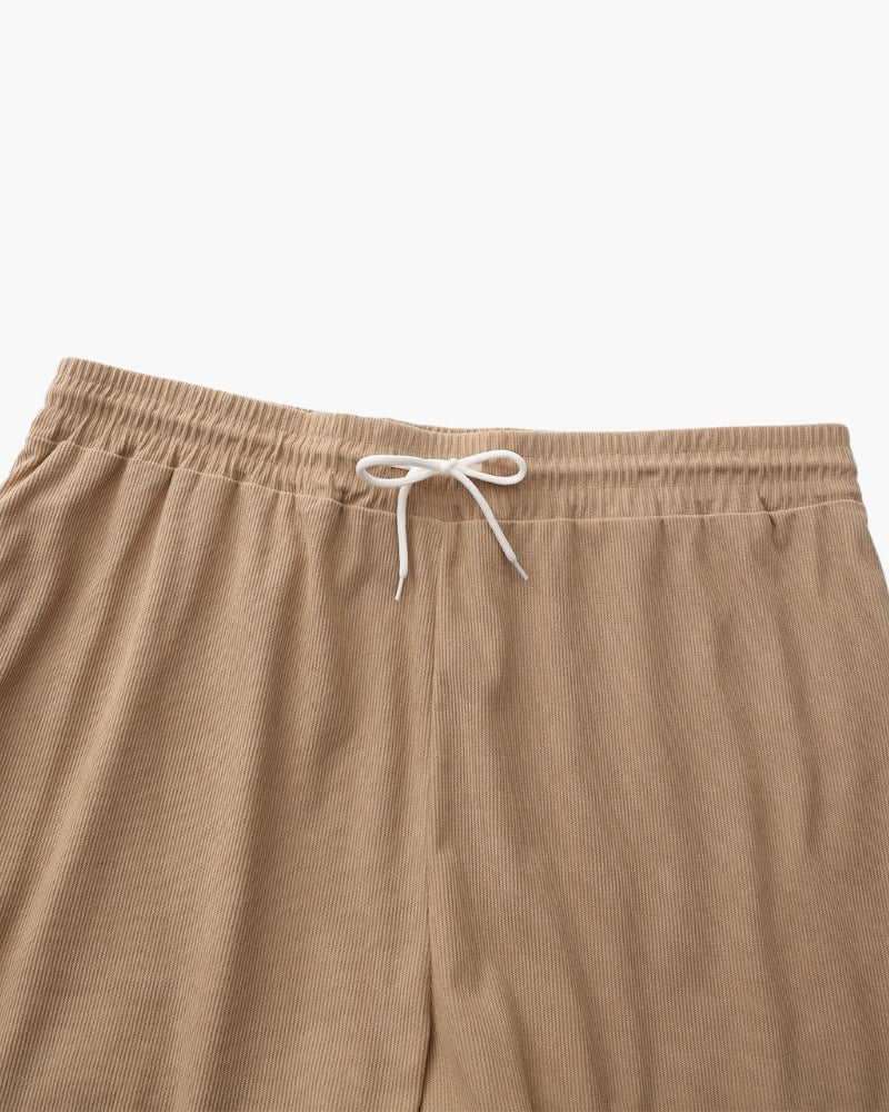 Men's Fine Corduroy Drawstring Shorts with Relaxed Fit
