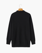 Men's Fine Knit Long Sleeve Polo Sweater with Buttons