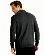 Men's Fine Knit Long Sleeve Polo Sweater with Buttons