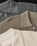 Men's Fine Knit Sleeveless Zip Vest with Spread Collar