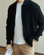 Men's Fine Knit Sleeveless Zip Vest with Spread Collar
