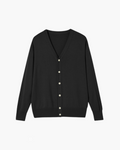 Men's Fine Knit V-Neck Button Vest with Ribbed Trims - Black