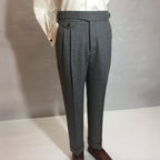 Men's Gurkha Pants with Buckled Waistband and Pleats