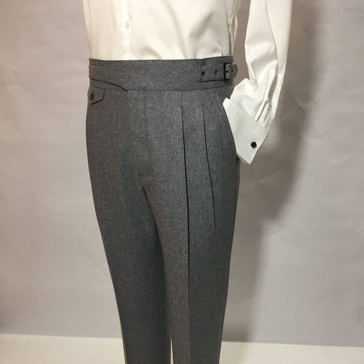 Men's Gurkha Pants with Buckled Waistband and Pleats
