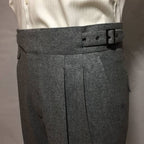 Men's Gurkha Pants with Buckled Waistband and Pleats