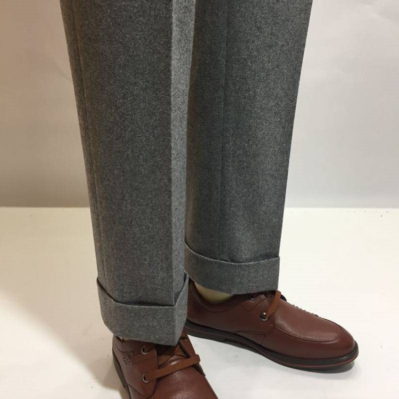 Men's Gurkha Pants with Buckled Waistband and Pleats