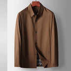 Men's Harrington-Style Shirt Jacket with Gingham Lining - Sienna Brown