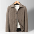Men's Herringbone Chore Coat with Patch Pockets - Light Brown